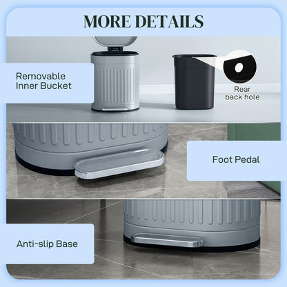 20L Metal Kitchen Bin, with Soft-Close Lid - Grey