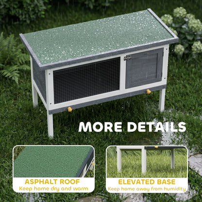 Wooden Rabbit Hutch, Guinea Pig Hutch with Asphalt Roof, Outdoor Elevated Bunny House for Rabbits, Chinchillas