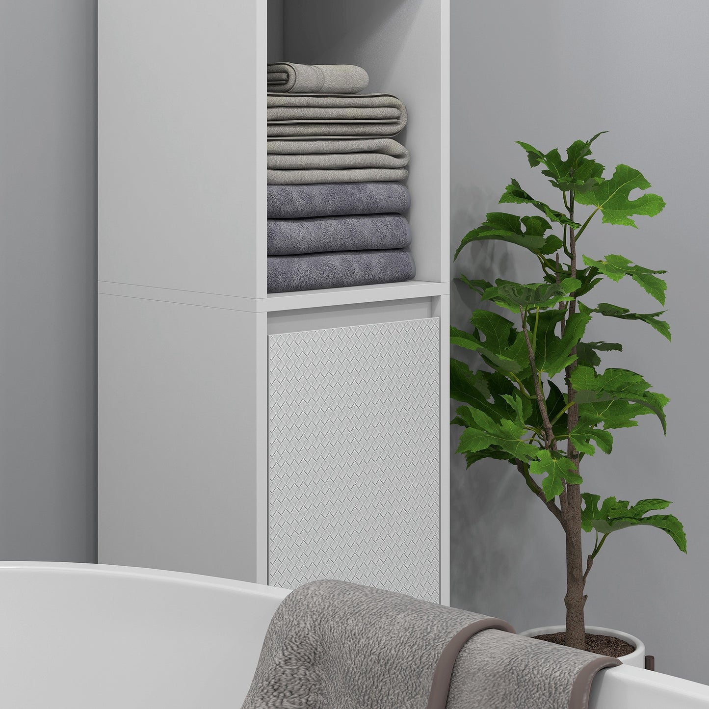 Narrow Bathroom Cabinet, Slim Bathroom Storage Unit with Open Compartment, Freestanding Storage Cupboard for Small Spaces