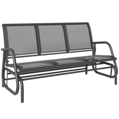 3-Seat Glider Rocking Chair for 3 People Garden Bench Patio Furniture Metal Frame, Grey