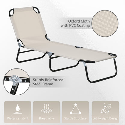 Garden Sun Lounger, with Five-Position Back - Cream White