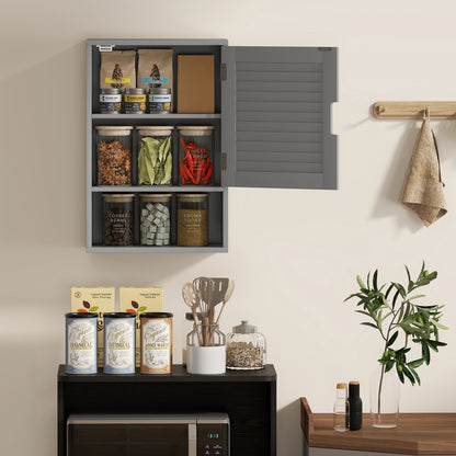 Bathroom Cabinet, Wall Mounted Storage Cabinet with Adjustable Shelves, 40 x 20 x 60 cm, Grey