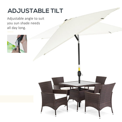 3x2m Garden Parasol Umbrella with Aluminium Pole, Tilt and Crank, Rectangular Outdoor Table Parasol Sun Shade for Patio