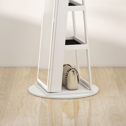 Storage Jewellery Cabinet, with Mirror and Lights - White