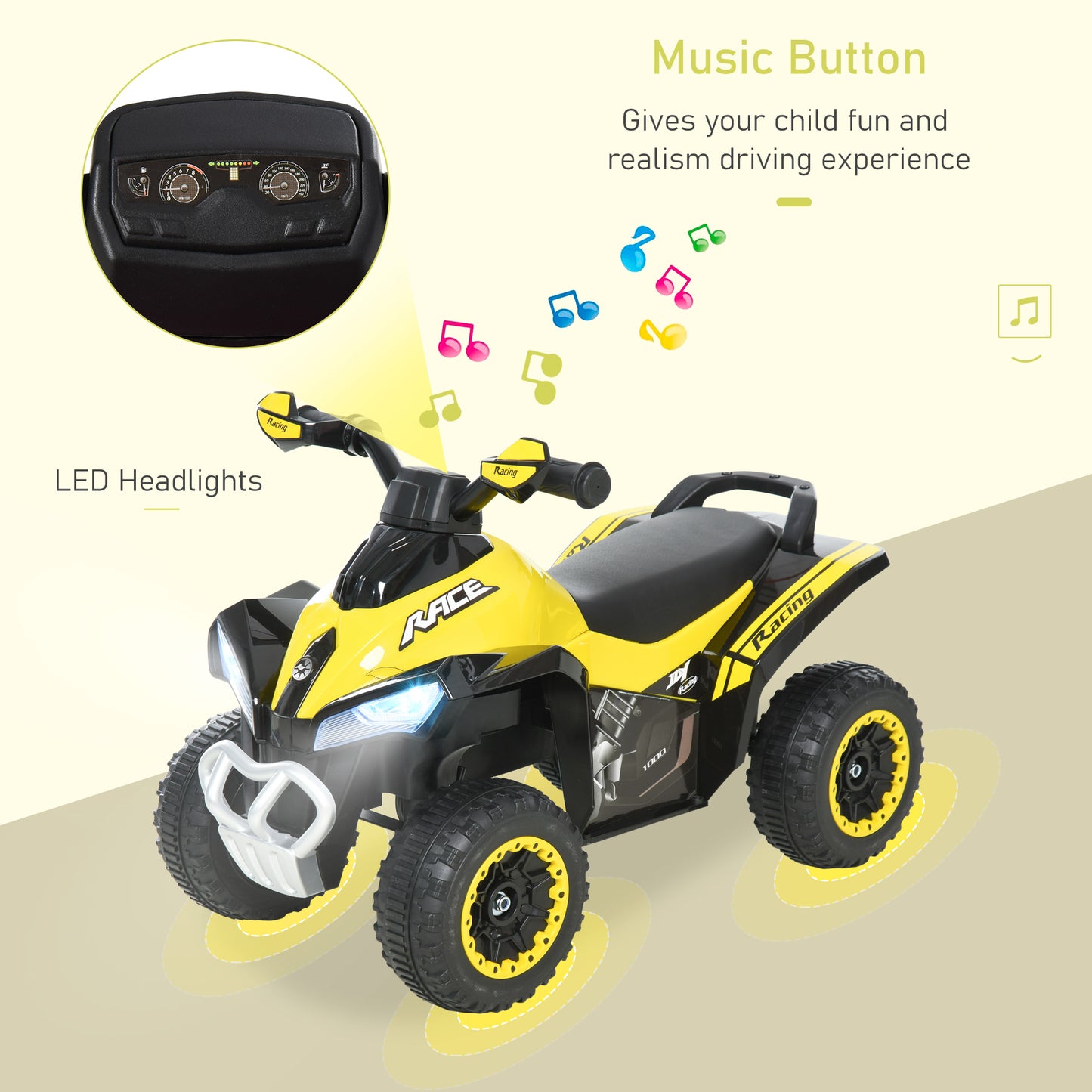 No Power Ride on Car Toddler Kids Walker Foot To Floor Slider w/ Music Lights for 18 - 36 Months Yellow