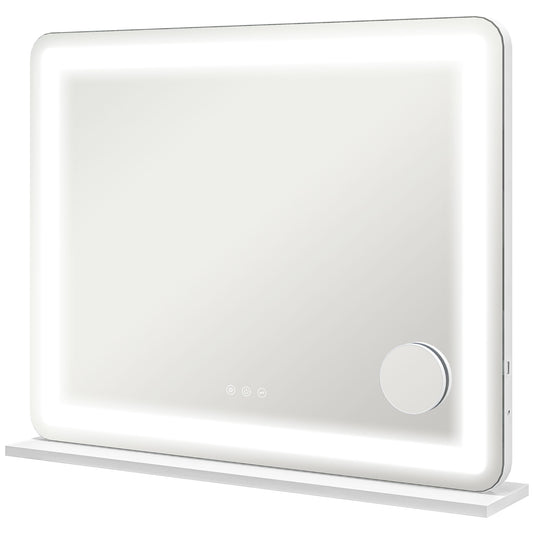 Vanity Mirror with Lights, Large 80x62 cm Lighted Makeup Mirror with 3 Colour, 10X Magnifying, USB Charging Port