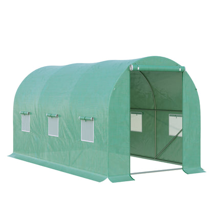 4 x 2 x 2 m Polytunnel Greenhouse with Roll-up Door and 6 Mesh Windows