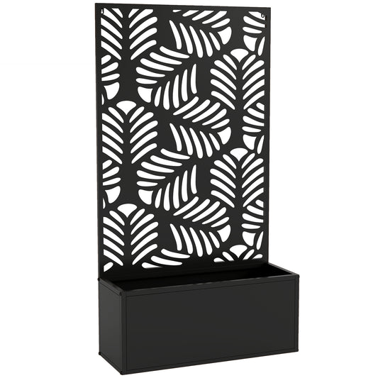 Metal Garden Bed for Garden with Trellis, Wall Mounted or Freestanding Raised Planter with Privacy Screen