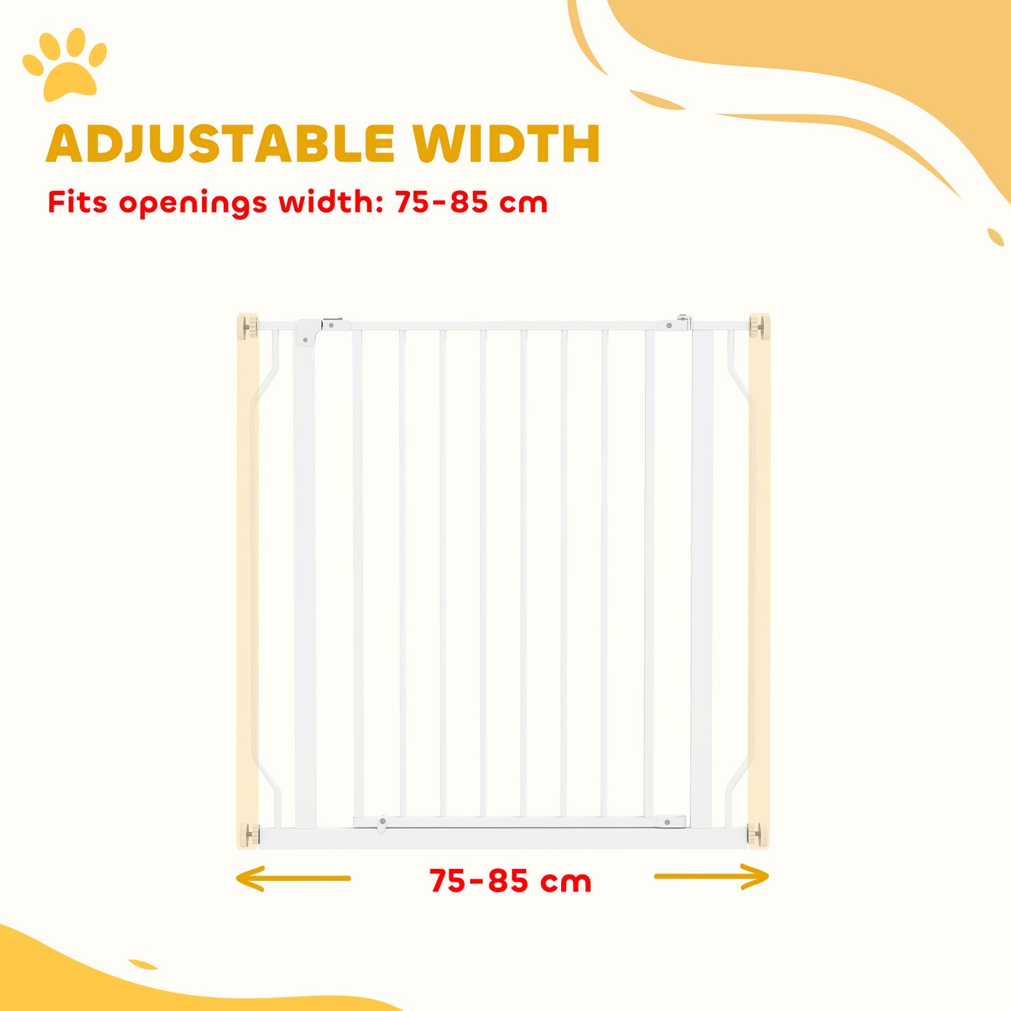 Extra Wide Dog Gate, with Door Pressure, for Doorways, Hallways, Staircases - White