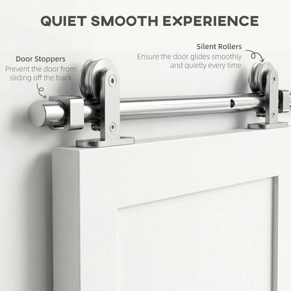 Sliding Door Hardware Kit Smooth Quiet 304 Stainless Steel for 180cm Track Sliver Tone