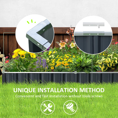 645L Metal Raised Garden Bed, DIY Large Steel Planter Box, No Bottom w/ A Pairs of Glove for Backyard