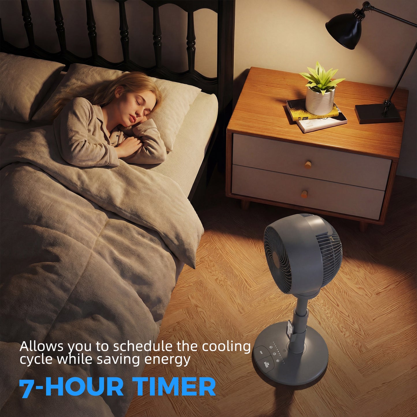 Air Circulator Fan Pedestal Cooling Fan with 3 Speed 3 Mode and Remote Control, 9 Inch, Grey