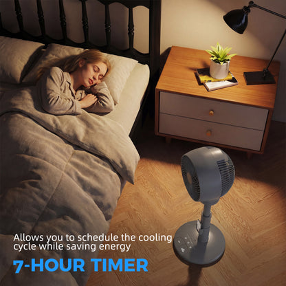 Air Circulator Fan Pedestal Cooling Fan with 3 Speed 3 Mode and Remote Control, 9 Inch, Grey