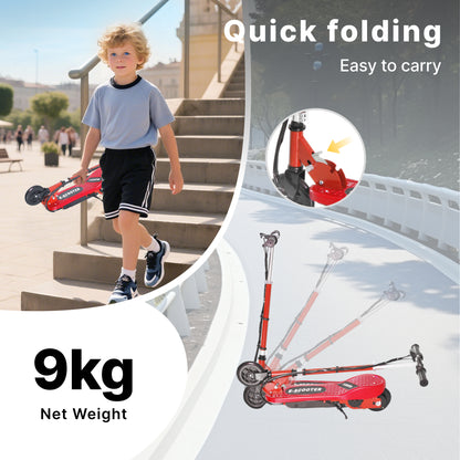 Folding Electric Scooter Rechargeable Kids Ride on 7-14 Age Red/Black