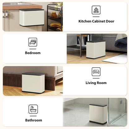8L Hanging Kitchen Bin, Rubbish bin with Lid and Removable Inner Bucket for Kitchen Cabinet Door, Under Sink, Office
