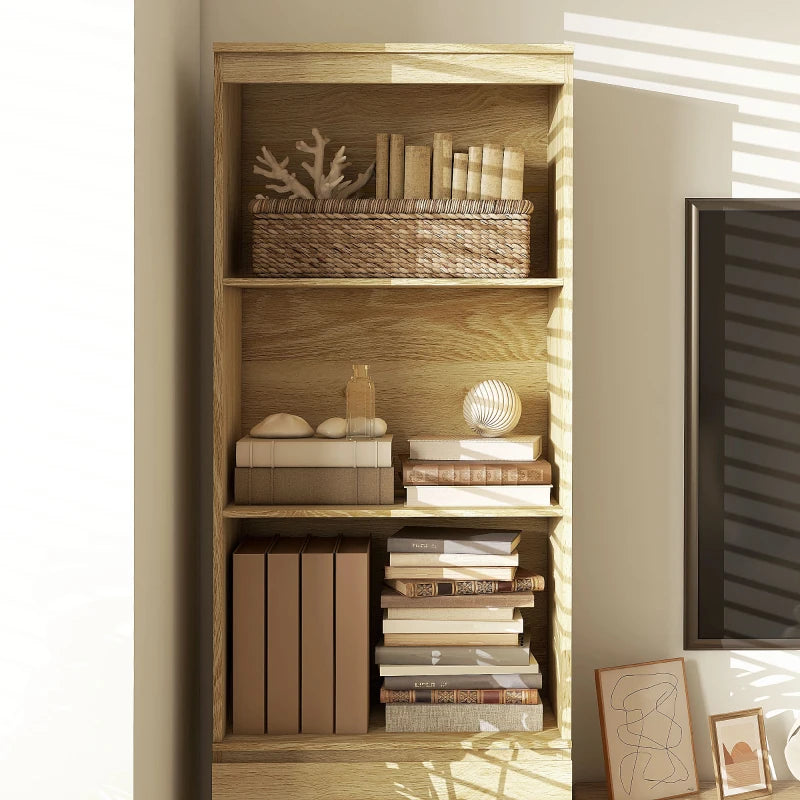 180cm Tall Bookcase with 3-Tier Shelving and 3 Drawer Storage Compartments - Wood Effect