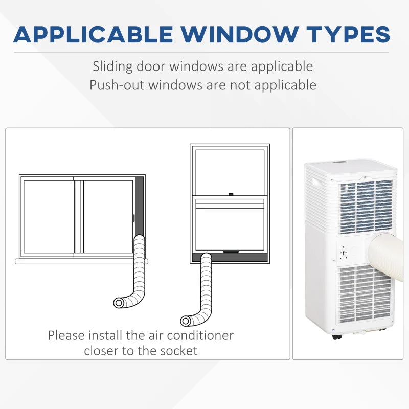 9000 BTU - 4-in-1 Air Conditioning Unit with Dehumidifier, 24hr Timer & Remote Control