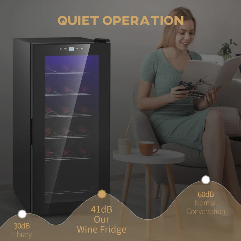 18 Bottle - Undercounter Wine Cooler / Fridge with Digital Touch Screen Temperature Control & LED Light