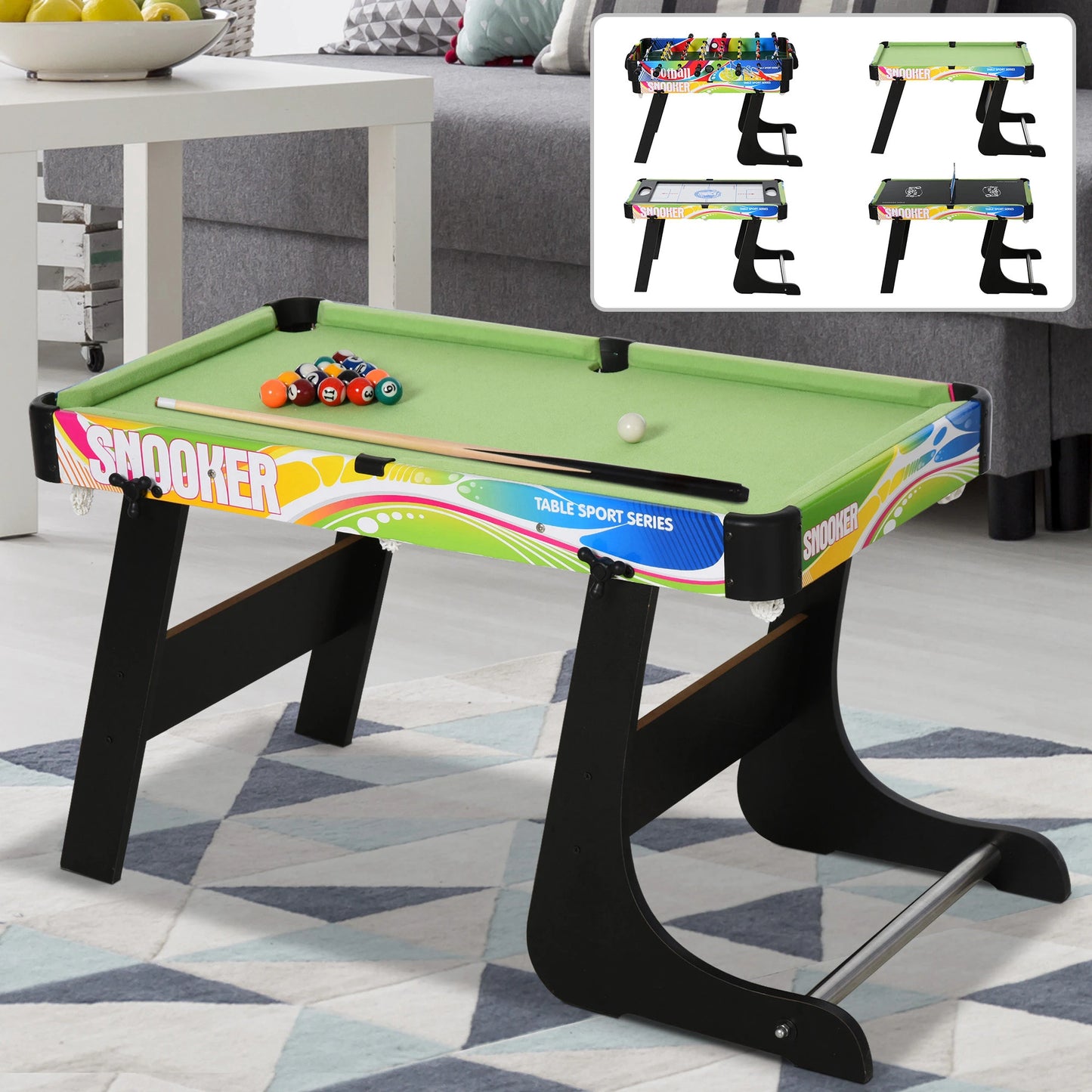 4in1 - Multi Gaming Table - Hockey, Football, Table Tennis and Pool - For Kids