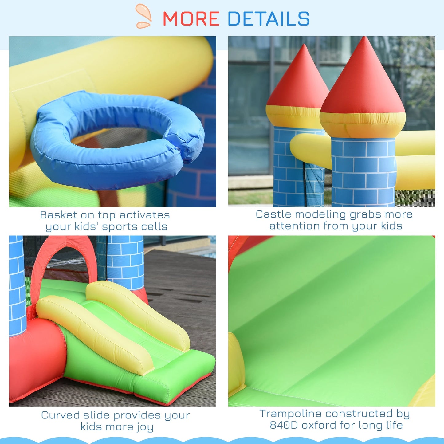 Kids Bouncy Castle with Slide and Side Paddle Pool