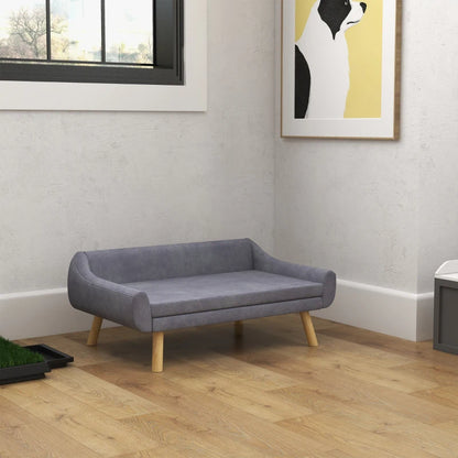 Slimline Backrest Dog Sofa Bed with Removable Cushion and Wood Frame - Raincloud Grey