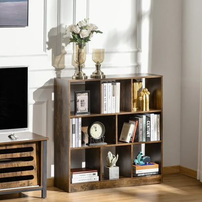 Mid Length Bookcase Display / Media Storage Console - 3-Tier - 8 Cube Storage Centre