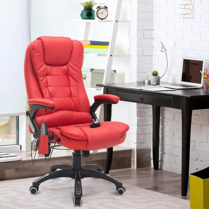 Executive Tilt & Recline Office Chair with Massage & Heat function - Red