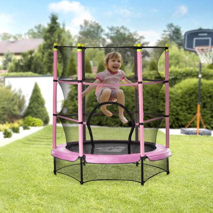 (5.2ft) - Kids Indoor / Outdoor Trampoline with Springless Design and Safety Enclosure Netting - Pink