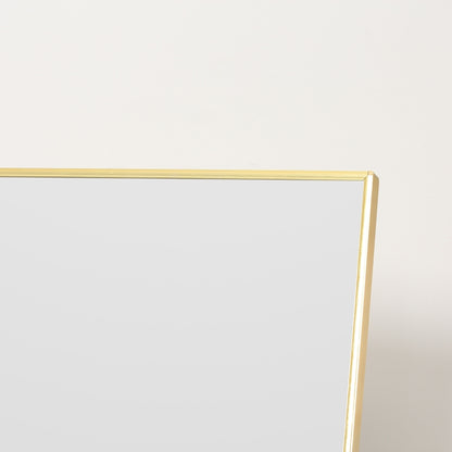 Ultra Slim Bezel Wide Full Length Mirror - Freestanding or Wall Mounted - Gold Tone Bezel