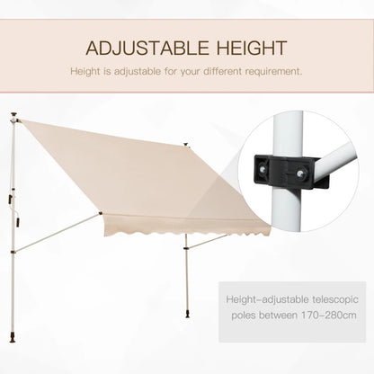 (3x1.5m) - Adjustable Aluminium Frame Awning Canopy - Beige