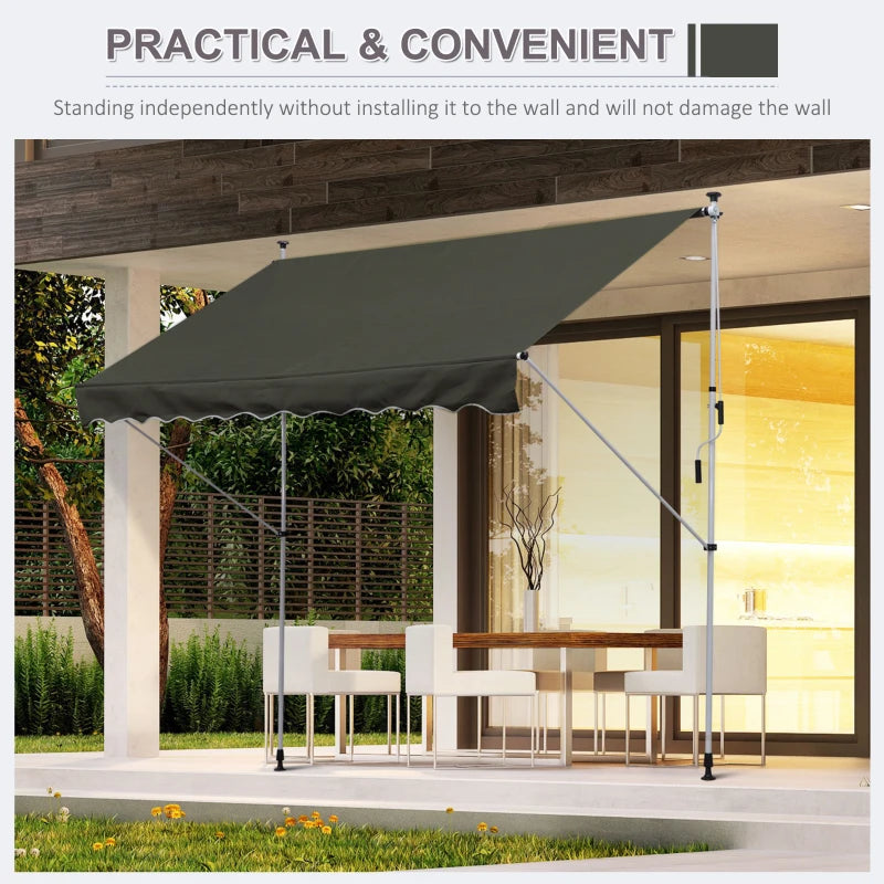 (3x1.5m) - Adjustable Aluminium Frame Awning Canopy - Grey