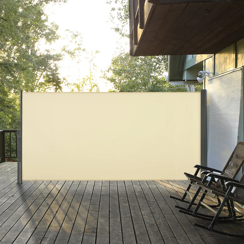 Retractable Side Sun Awning / Outdoor Privacy Screen - (3 x 1.6m) - Beige