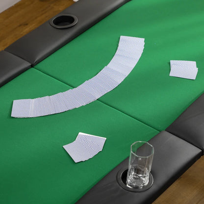 1.83m - Foldable 8 Player Poker Table with Drinks Holders