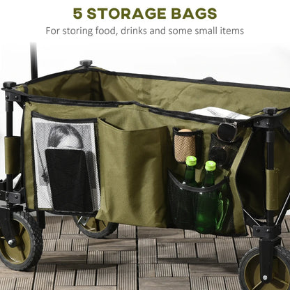 Garden Trolley / Cargo Trailer Caddy - Folding & Collapsible - Dark Green