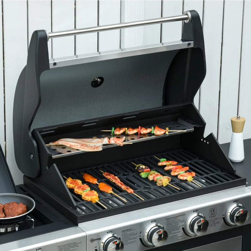 Gas BBQ 4+1 Burner with Warming Rack & Side Burner