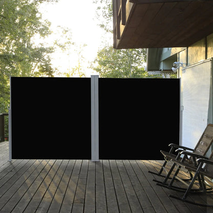 (6x2m) Retractable Sun Side Awning / Privacy Screen Divider - Black