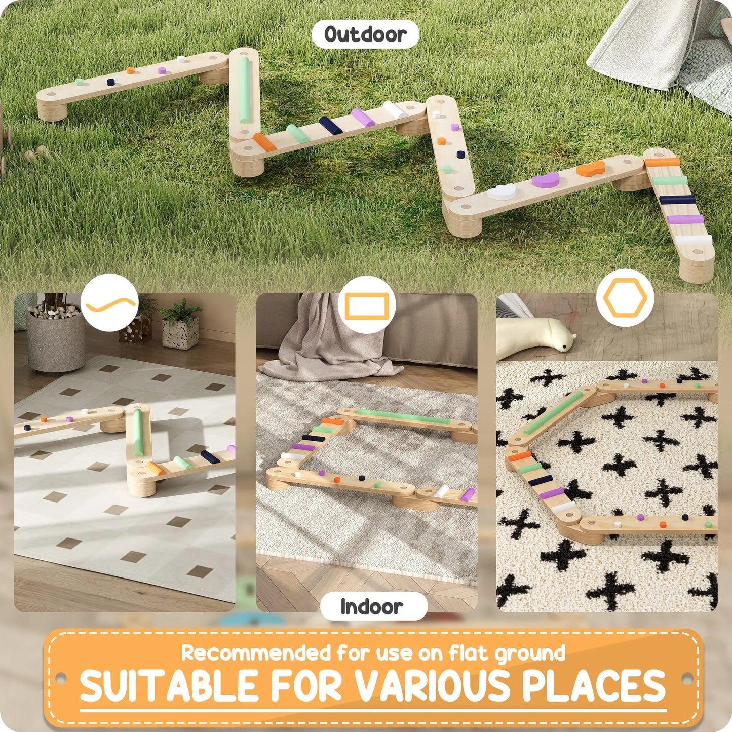 Wooden Coordination / Agility Balance Beam for Kids