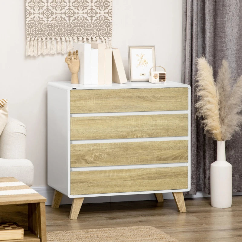 Two-Tone - 4-Drawer Storage - Modern Chest of Drawers with 4 Wooden Legs