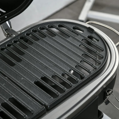 Table Top Foldable Gas BBQ Grill with 2 Burners and Lid