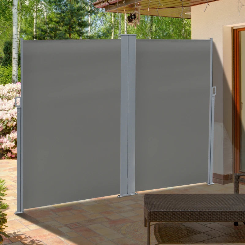 (6x2m) Retractable Sun Side Awning / Privacy Screen Divider - Grey