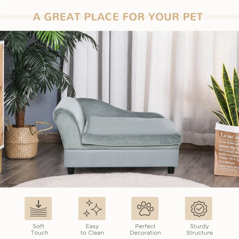 Soft Cushioned Dog Sofa with Underneath Storage Ottoman - Small Dogs