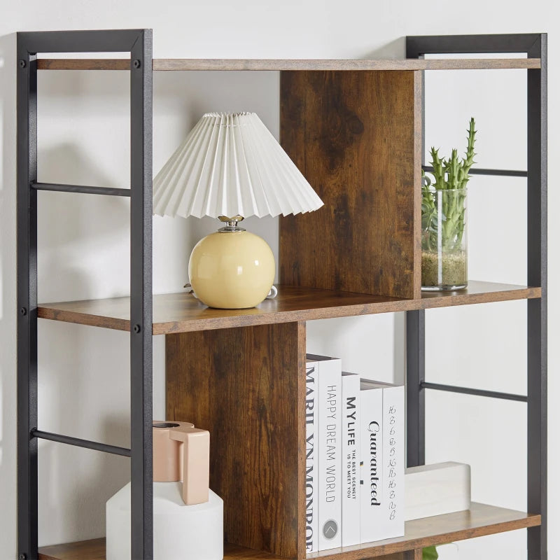 Industrial Style 5-Tier Bookcase Storage Display Unit with 8 Sections