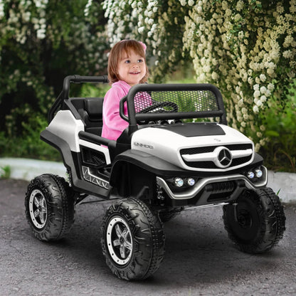 12V - Buggy / Unimog, Kids Electric Ride on Car, with Remote Control, Horn, Lights and MP3 - White