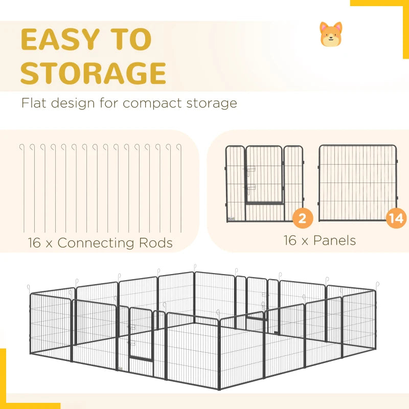 Indoor / Outdoor - 16 Panel - Large Play Pen for Small to Medium Pets