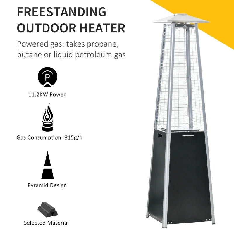 Pyramid Patio Gas Heater Garden Tower with Wheels, Dust Cover, Regulator and Hose