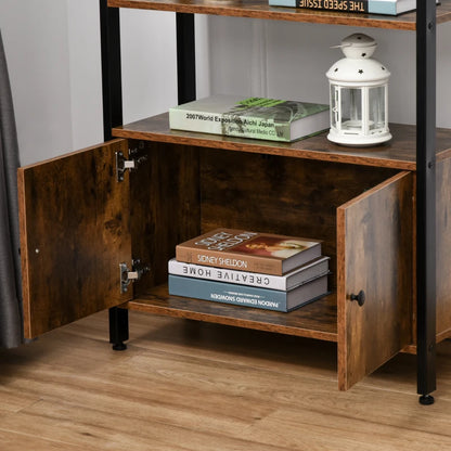 Industrial Style 3-Tier Bookcase with Cabinet