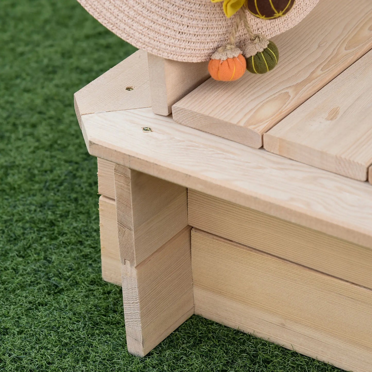 Kids Square Wooden Sandpit with 2 Benches and Adjustable Canopy - Navy