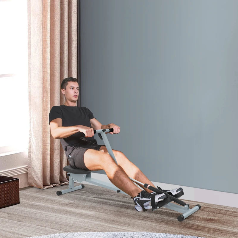 Slimline Compact Gas Strut Rowing Machine with 12-Level Adjustable Resistance and LCD Digital Monitor