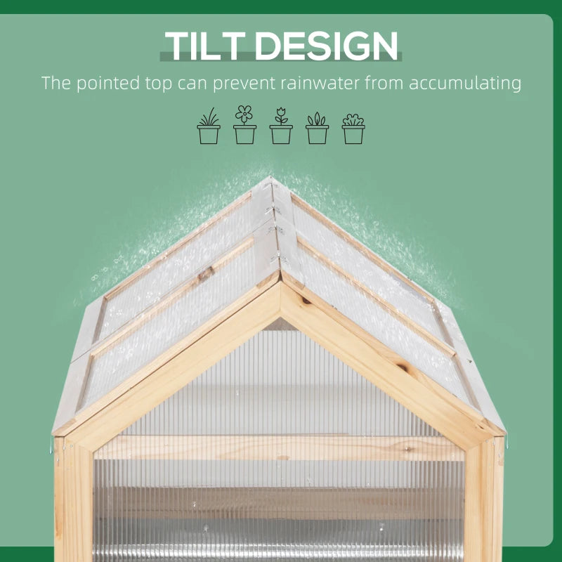 Raised Garden Bed with Greenhouse with Wooden Frame and Corrugated Sheet Surrounding