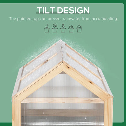 Raised Garden Bed with Greenhouse with Wooden Frame and Corrugated Sheet Surrounding